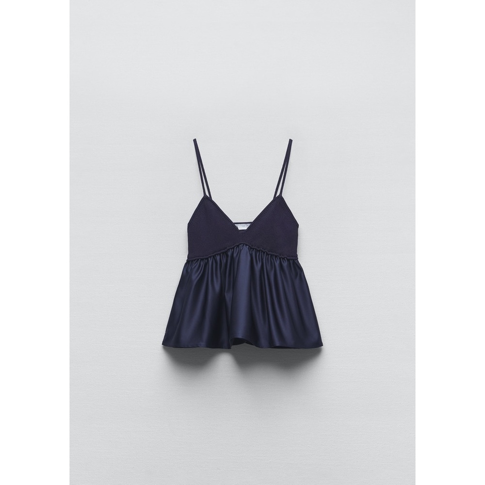 Zara Knitted Peplum Hem Cami Blouse